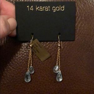 14k gold and blue topaz earrings